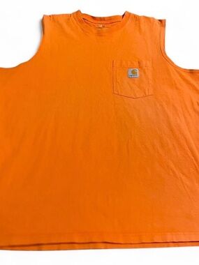 Carhartt Workwear Pocket Sleeveless Cotton T-Shirt Men's XL Orange Relaxed Fit